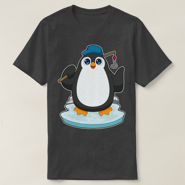 Penguin Fisher Fishing Rod Fishing T Shirt (Design framsida)