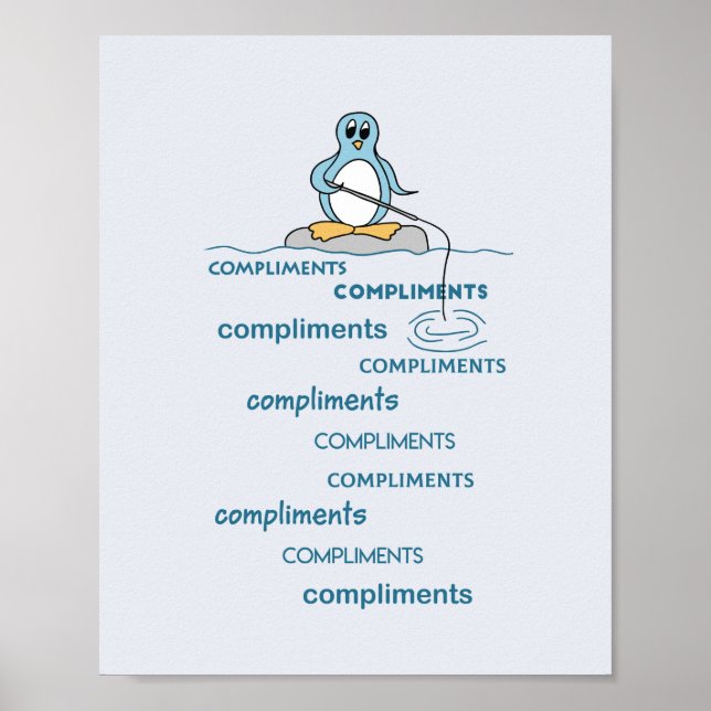 Penguin Fishing for Compliments Metaphor Poster (Framsidan)