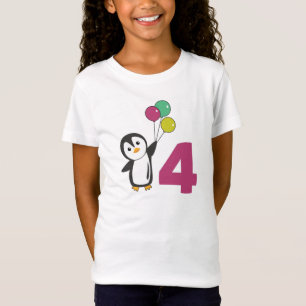 Penguin Fjärde födelsedagsballongen För barn T-Shi T Shirt