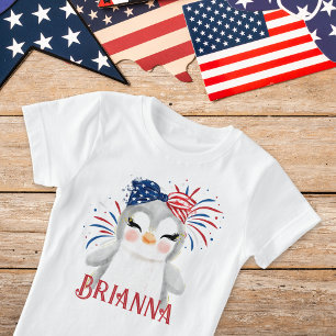 Penguin Flagga Hårsnodd och Fireworks Personlig T Shirt