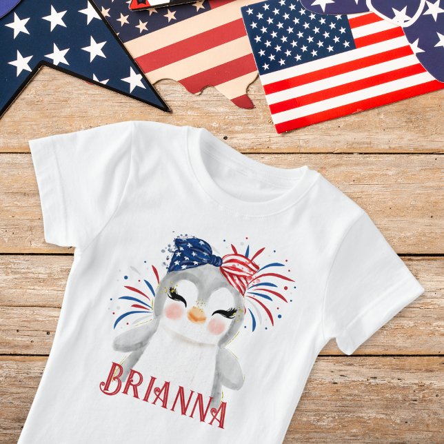 Penguin Flagga Hårsnodd och Fireworks Personlig T Shirt (Skapare uppladdad)