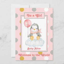 Penguin Flicka Rosa Birth Meddelande