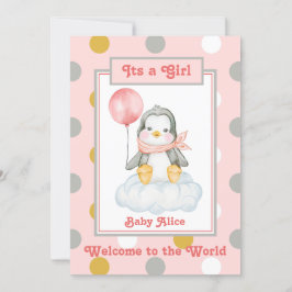 Penguin Flicka Rosa Birth Meddelande