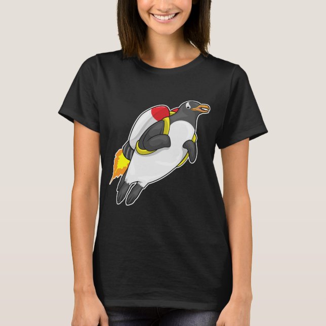 Penguin Flies Jetpack T Shirt (Framsida)