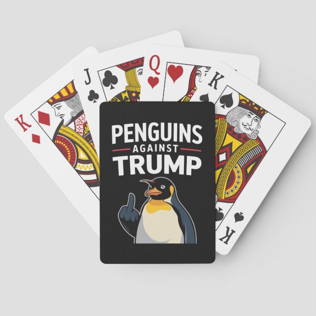 Penguin Flippers up motsätter sig trumpbildning Casinokort (Baksidan)