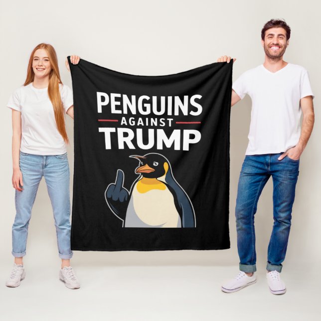 Penguin Flippers up motsätter sig trumpbildning Fleecefilt (På plats)