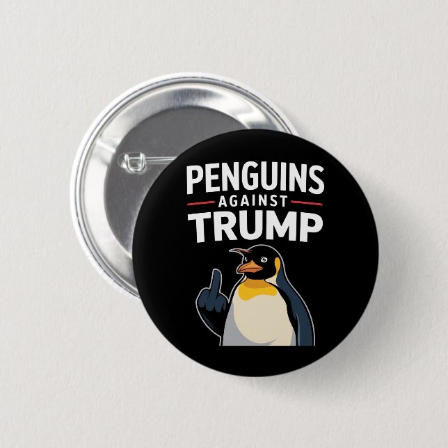 Penguin Flippers up motsätter sig trumpbildning Knapp (Framsida & baksida)
