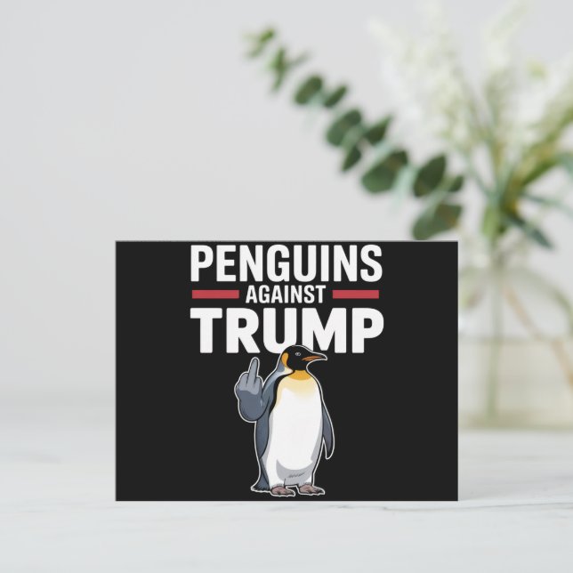 Penguin Flippers up motsätter sig trumpbildning Vykort (Stående Fram)