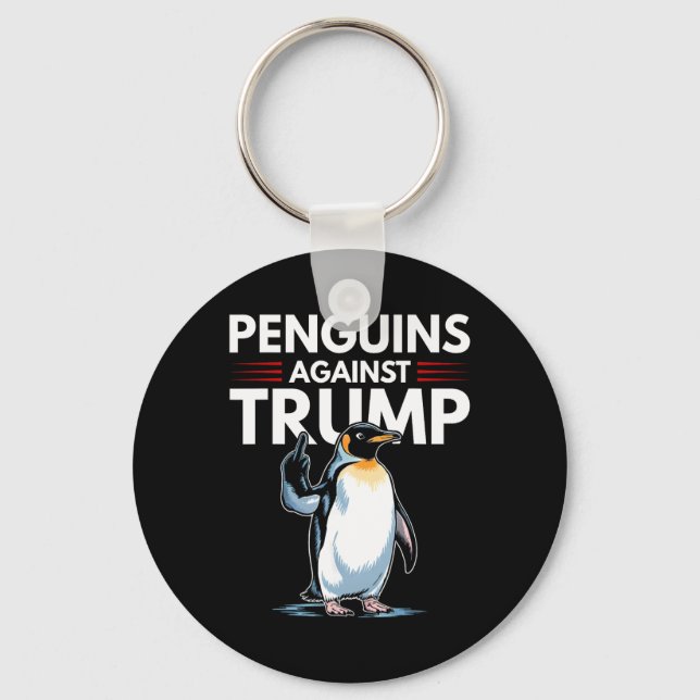 Penguin Flippers Up Resist Funny Penguins Against  Nyckelring (Framsida)