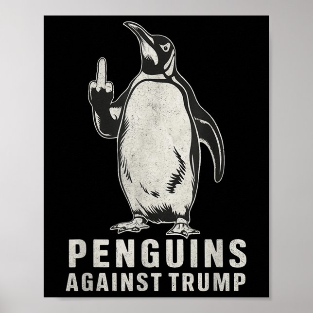 Penguin Flippers upp Mitten Finger Penguins mot Poster (Framsidan)