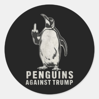 Penguin Flippers upp Mitten Finger Penguins mot Runt Klistermärke