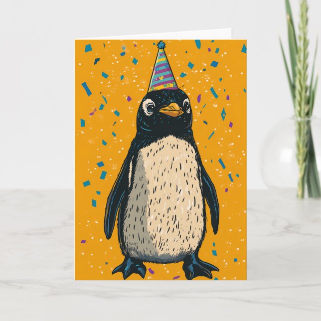 Penguin Födelsedagsfest Greeting Card Kort (Framsida)