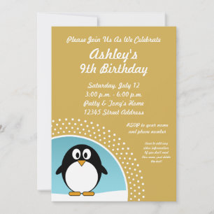 Penguin Födelsedagsfest inbjudan