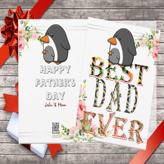 Penguin för Blommigten Best Pappa någonsin Fars da Julkort