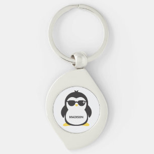 Penguin för coola av eget namn swirl silverfärgad nyckelring