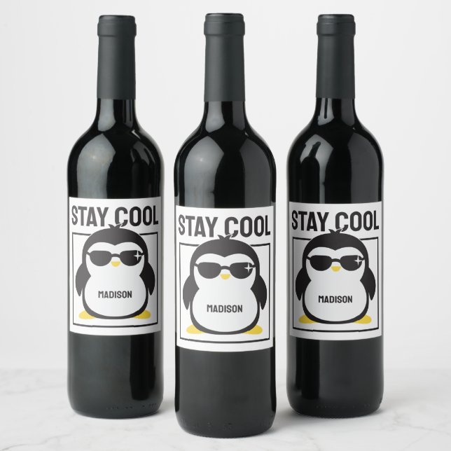 Penguin för coola av eget namn vinflaska etikett (Flaskor)