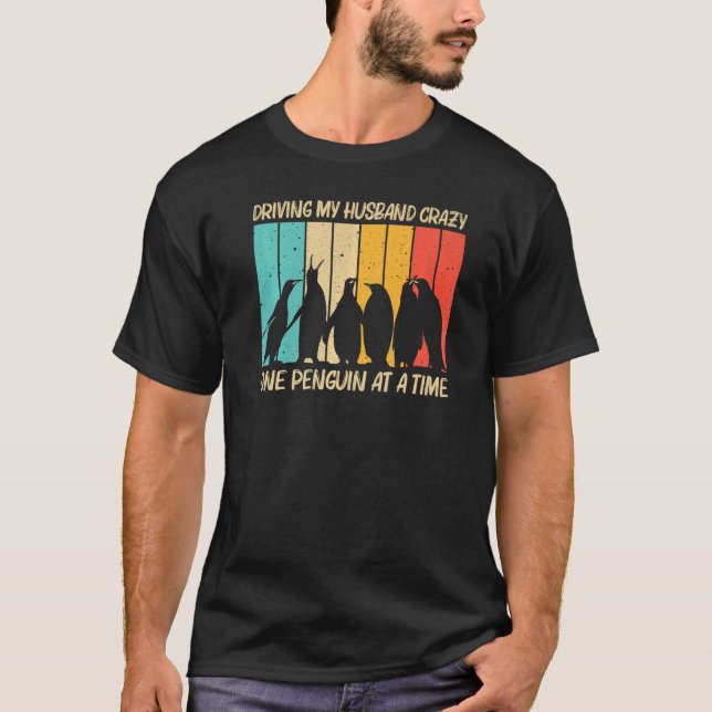 Penguin för kvinnor Mamma Penguins fågelretro T Shirt (Framsida)