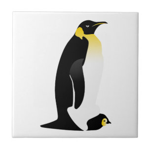 Penguin förälder med baby kakelplatta