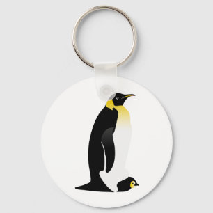 Penguin förälder med baby nyckelring