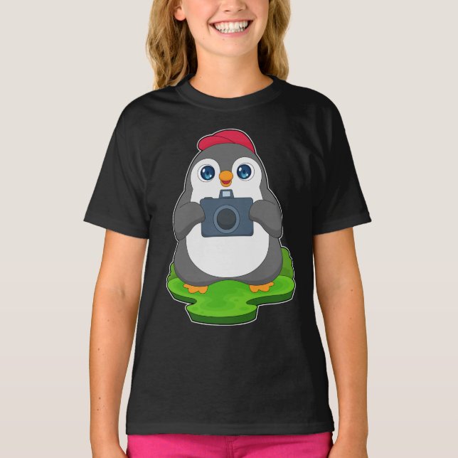 Penguin-fotograf-kamera T Shirt (Framsida)