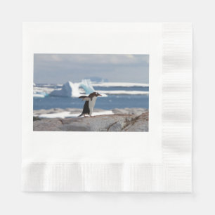 Penguin framför ett isbåge pappersservett