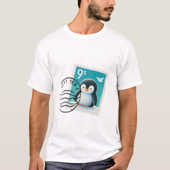 penguin frimärke t shirt (Framsida)