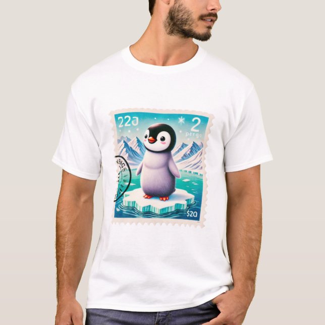 penguin frimärke t shirt (Framsida)