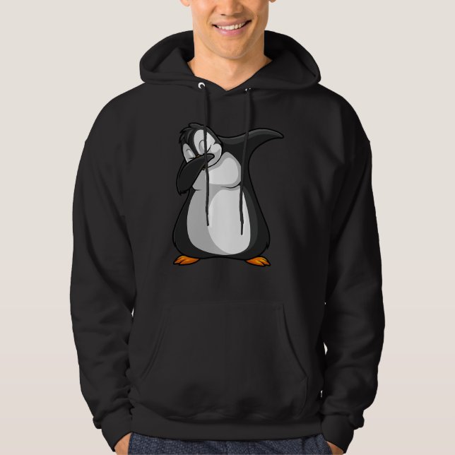 Penguin Funny Penguin Art Manar Women Bird Dabbing Hoodie (Framsida)