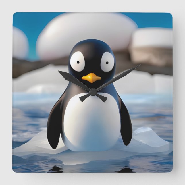 Penguin Fyrkantig Klocka (Framsida)