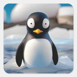 Penguin Fyrkantigt Klistermärke