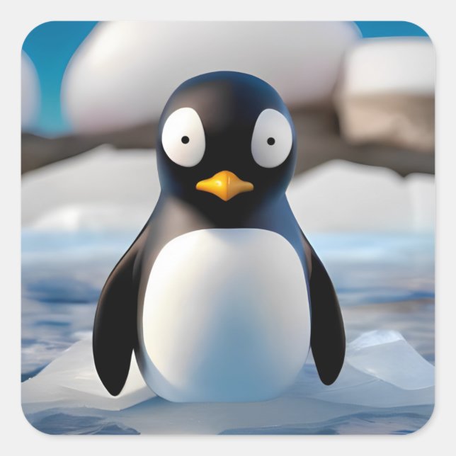 Penguin Fyrkantigt Klistermärke (Framsida)