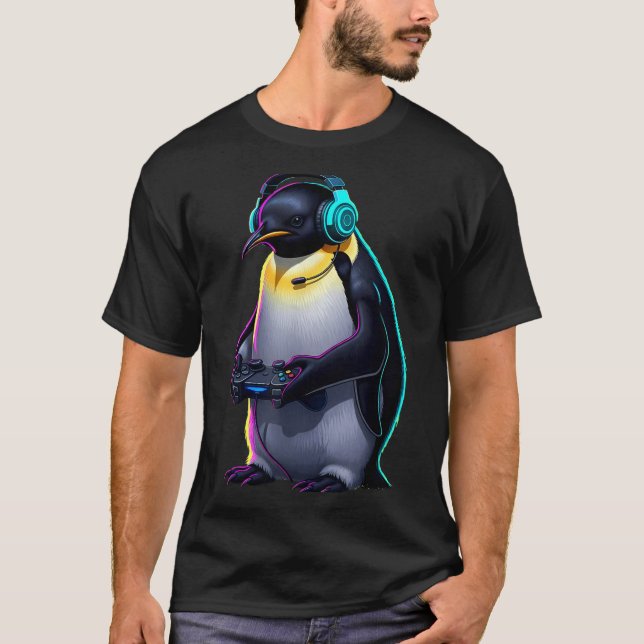 Penguin Gaming Animal Video Games Funny Penguin  T Shirt (Framsida)