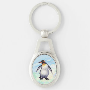 Penguin-gåvor och tillbehör ovalt silverfärgad nyckelring