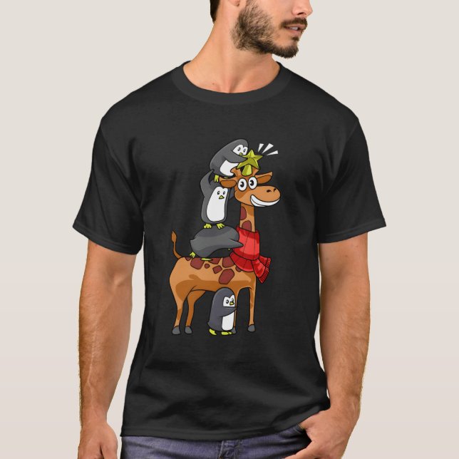 Penguin Giraffe Family T Shirt (Framsida)