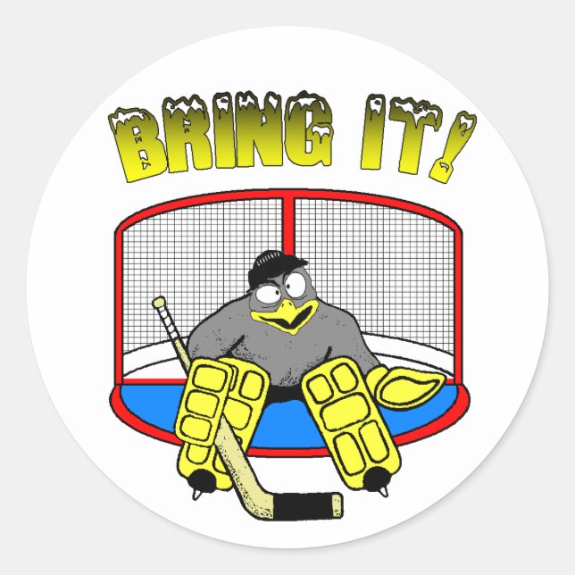 Penguin Goalie Sticker Runt Klistermärke (Framsida)