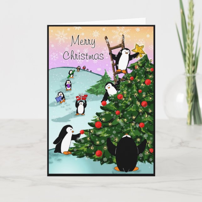 Penguin God jul Helgkort (Framsida)