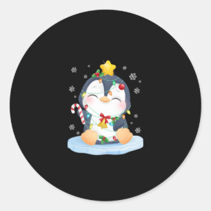 Penguin God jul Runt Klistermärke