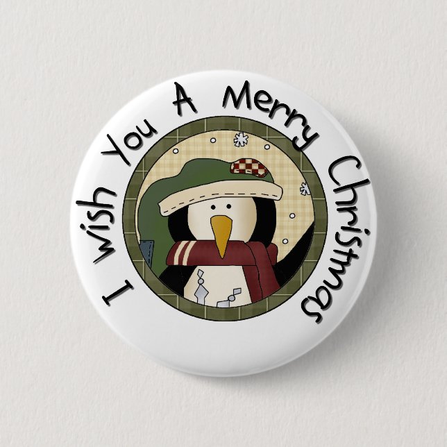 Penguin God jul T-shirts och gåvor Knapp (Framsida)