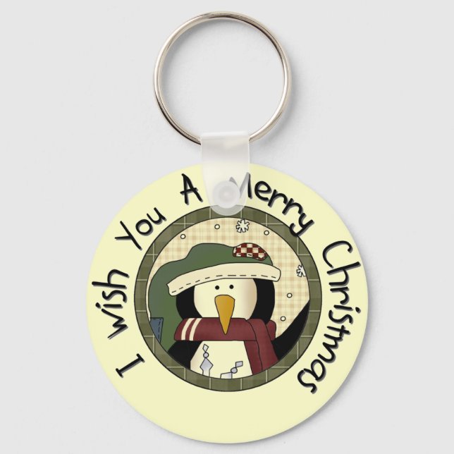 Penguin God jul T-shirts och gåvor Nyckelring (Framsida)