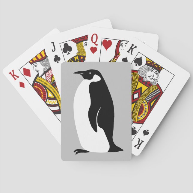 Penguin Grått Black White Casinokort (Baksidan)