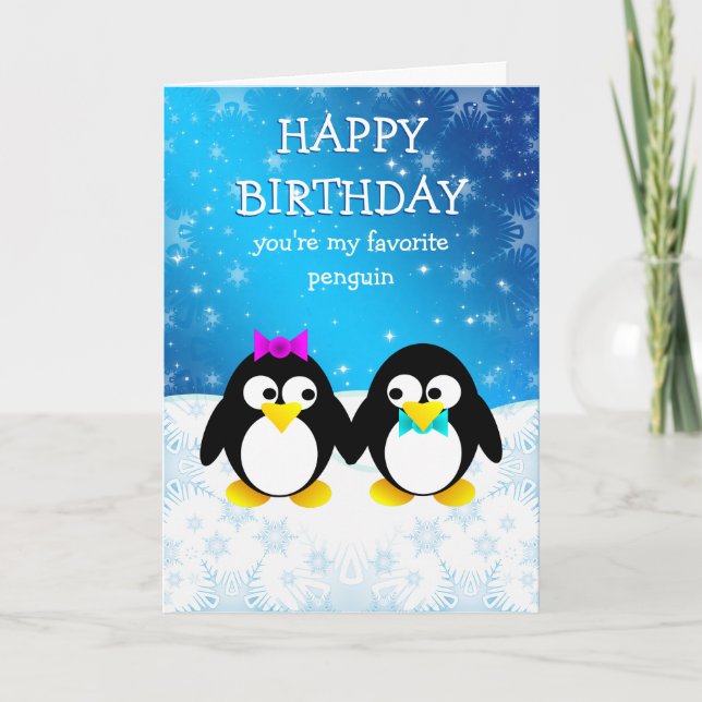 Penguin Grattis på födelsedagen Kort (Framsida)