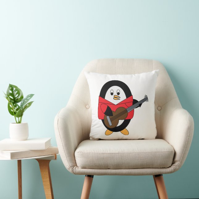 Penguin Guitar Cute Musician Kudde (Stol)