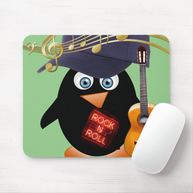 Penguin Guitar Mouse Pad! Muspets Musmatta (Med mus)