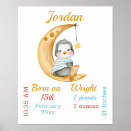 Penguin Halva Måne Baby-staterna Poster