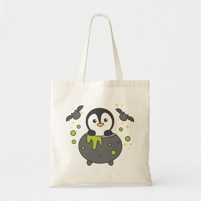 Penguin Happy halloween Cauldron Fladdermus Tote B Tygkasse (Framsidan)