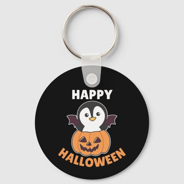 Penguin Happy halloween Pumpkin Fladdermus Costume Nyckelring (Framsida)