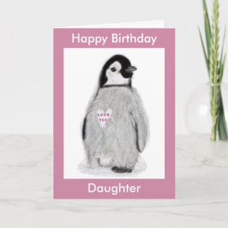 Penguin Heart-födelsedagskort dotter morsa etc. Kort