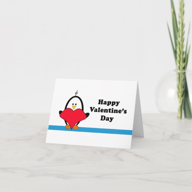 Penguin Heart Valentine Card Helgkort (Framsida)