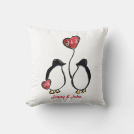 Penguin & hearts bröllop kudde