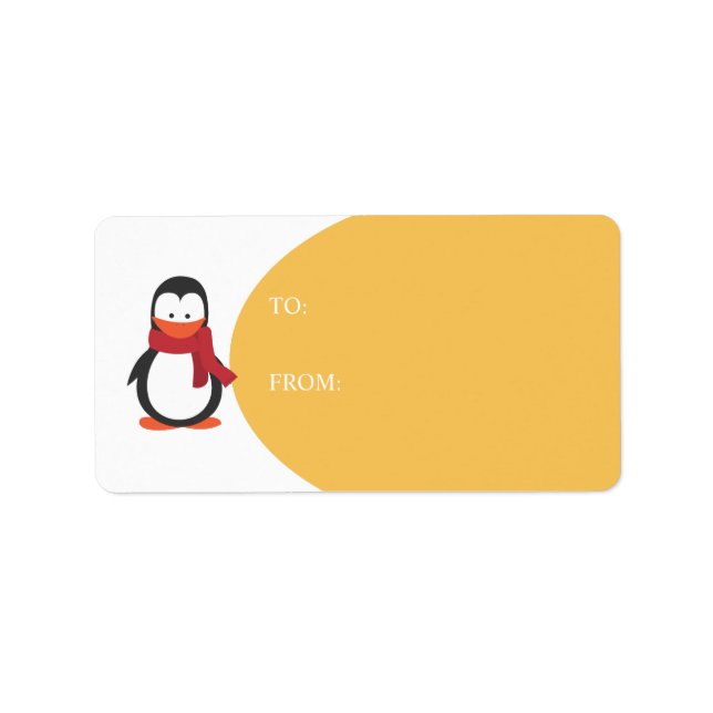 Penguin Helgdag Gift Märkre marigold Adressetikett (Framsidan)